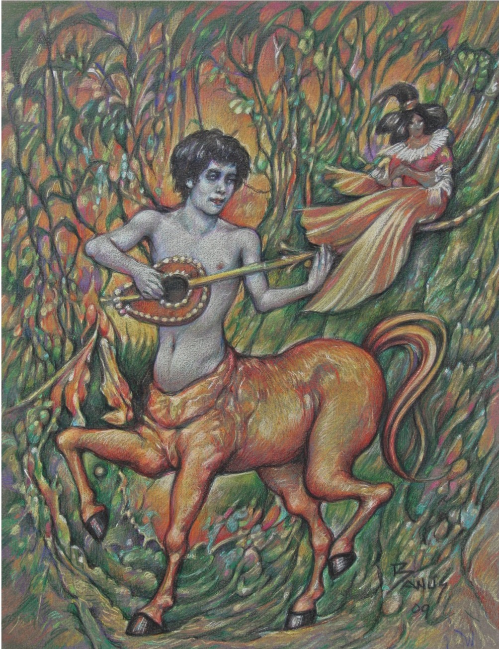 Centauro y musa, Técnica mixta, 2009
