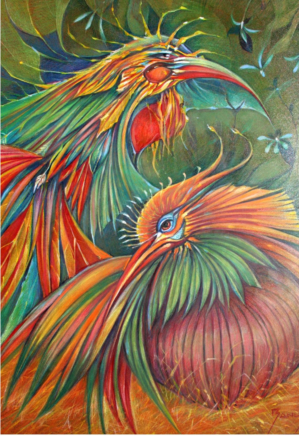 Pájaro galante, Mixta sobre Masonite, 2009