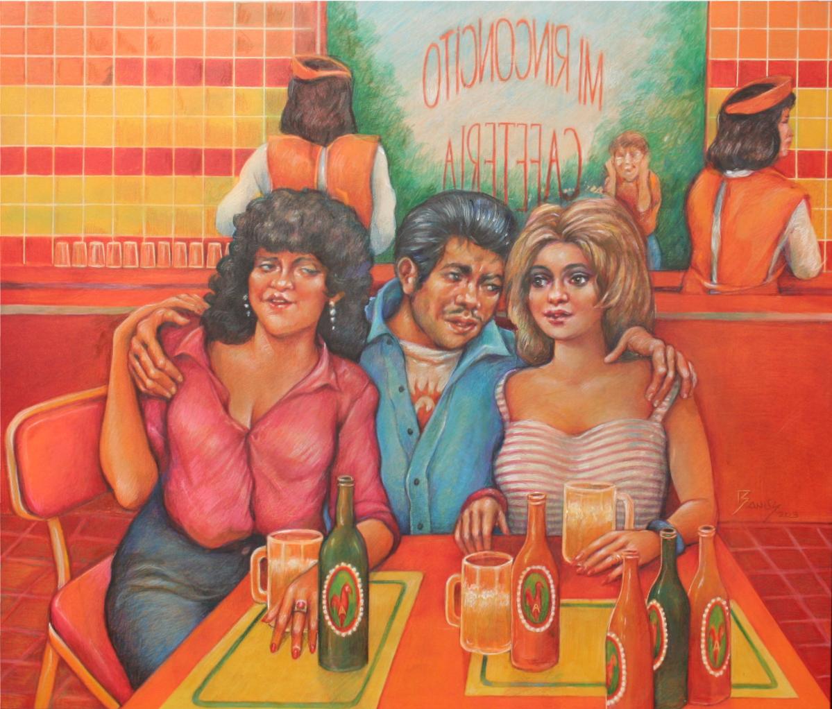En la cafetería, Mixta sobre MDF, 2003