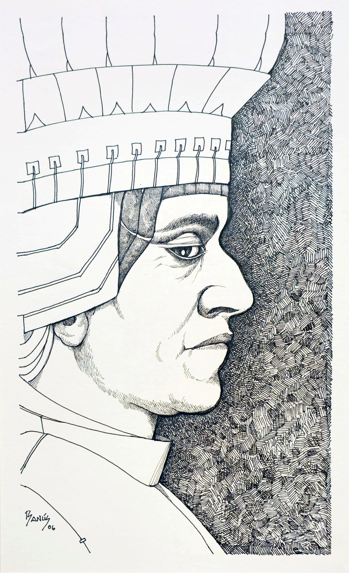 Cabeza izquierda, Tinta, 2006