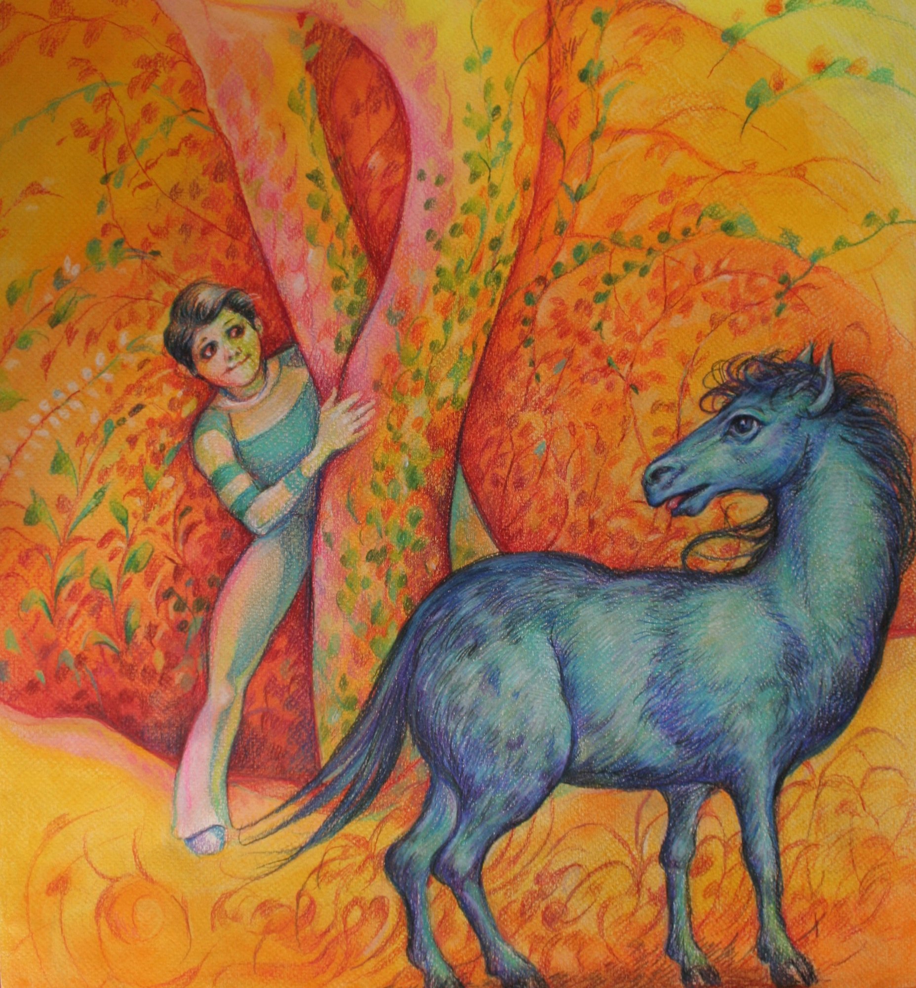 Caballo azul, Técnica mixta, 2008